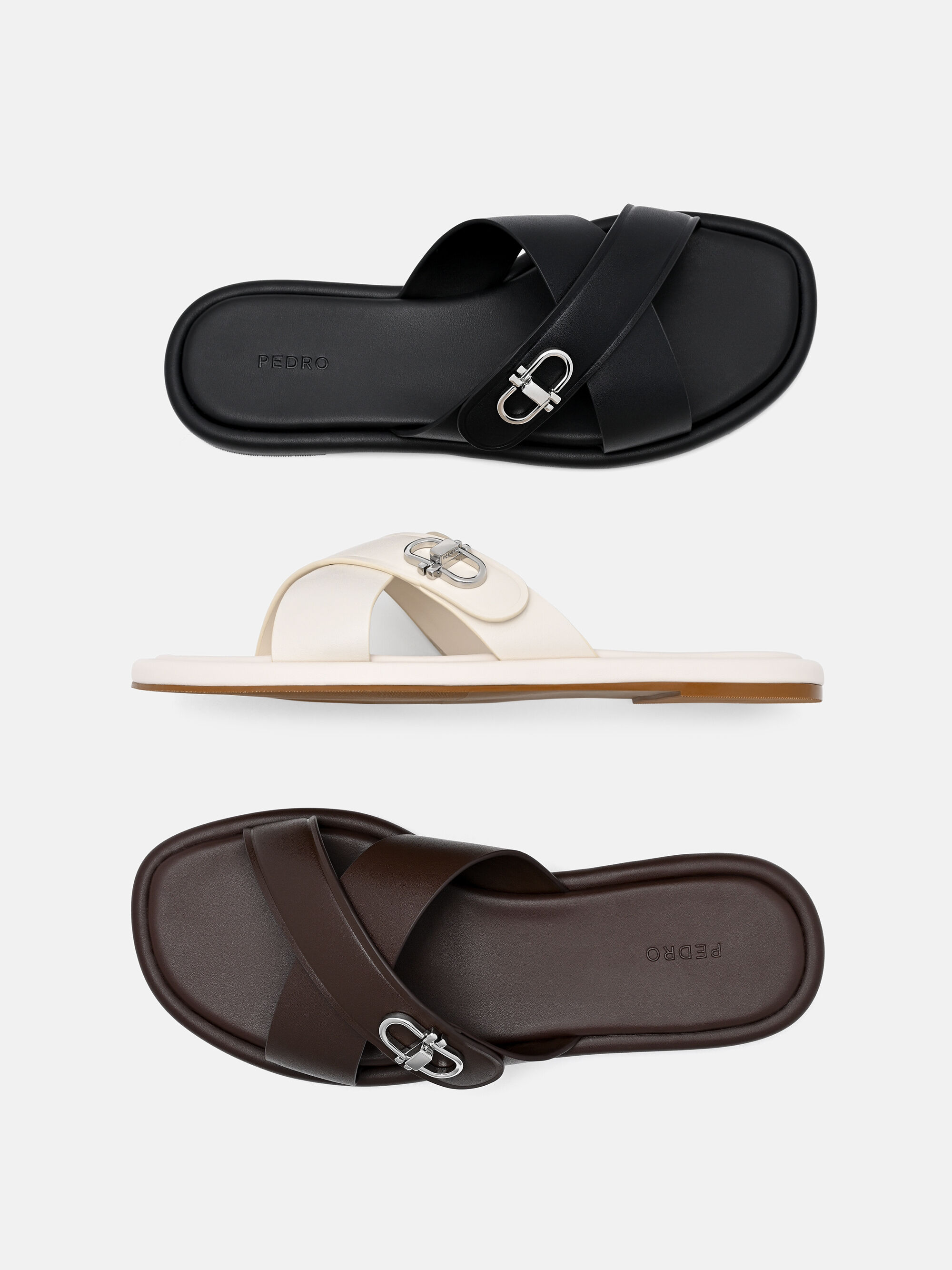 Black Sienna Leather Cross Sandals - PEDRO US