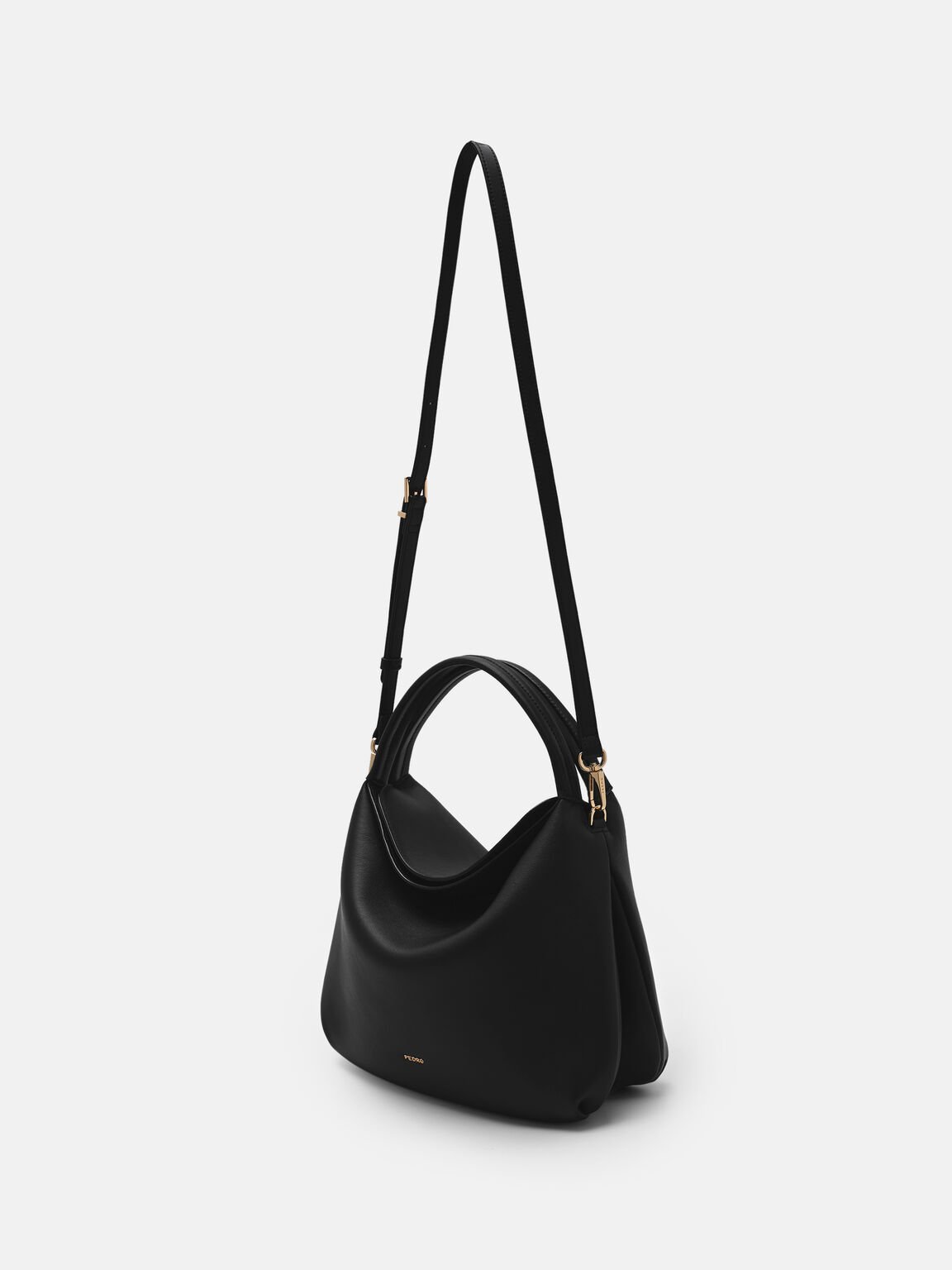 Leather Hobo Bag, Black