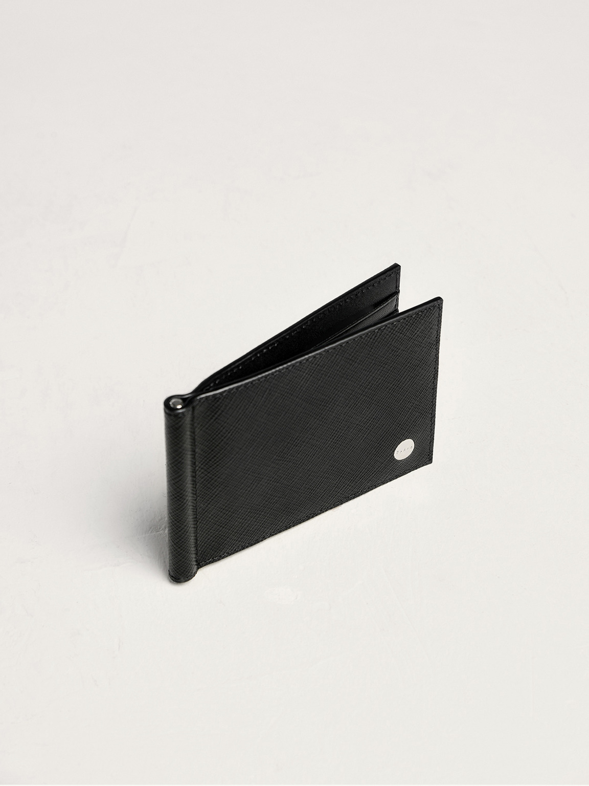Oliver皮革雙折疊錢包帶錢夾卡包, 黑色