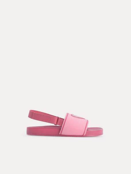 Pink Heart Slingback Sandals, Pink, hi-res