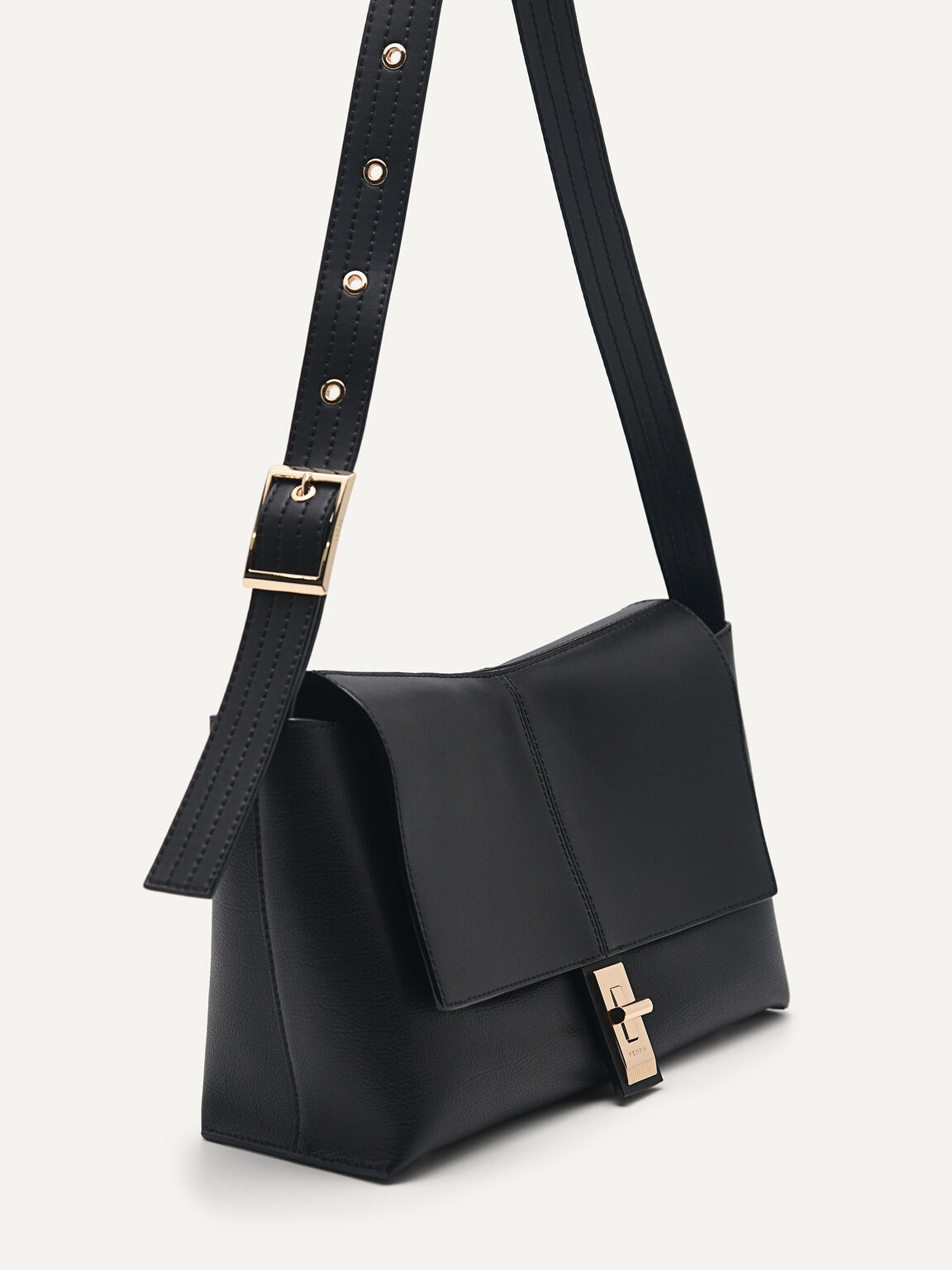 Sorana Leather Shoulder Bag, Black