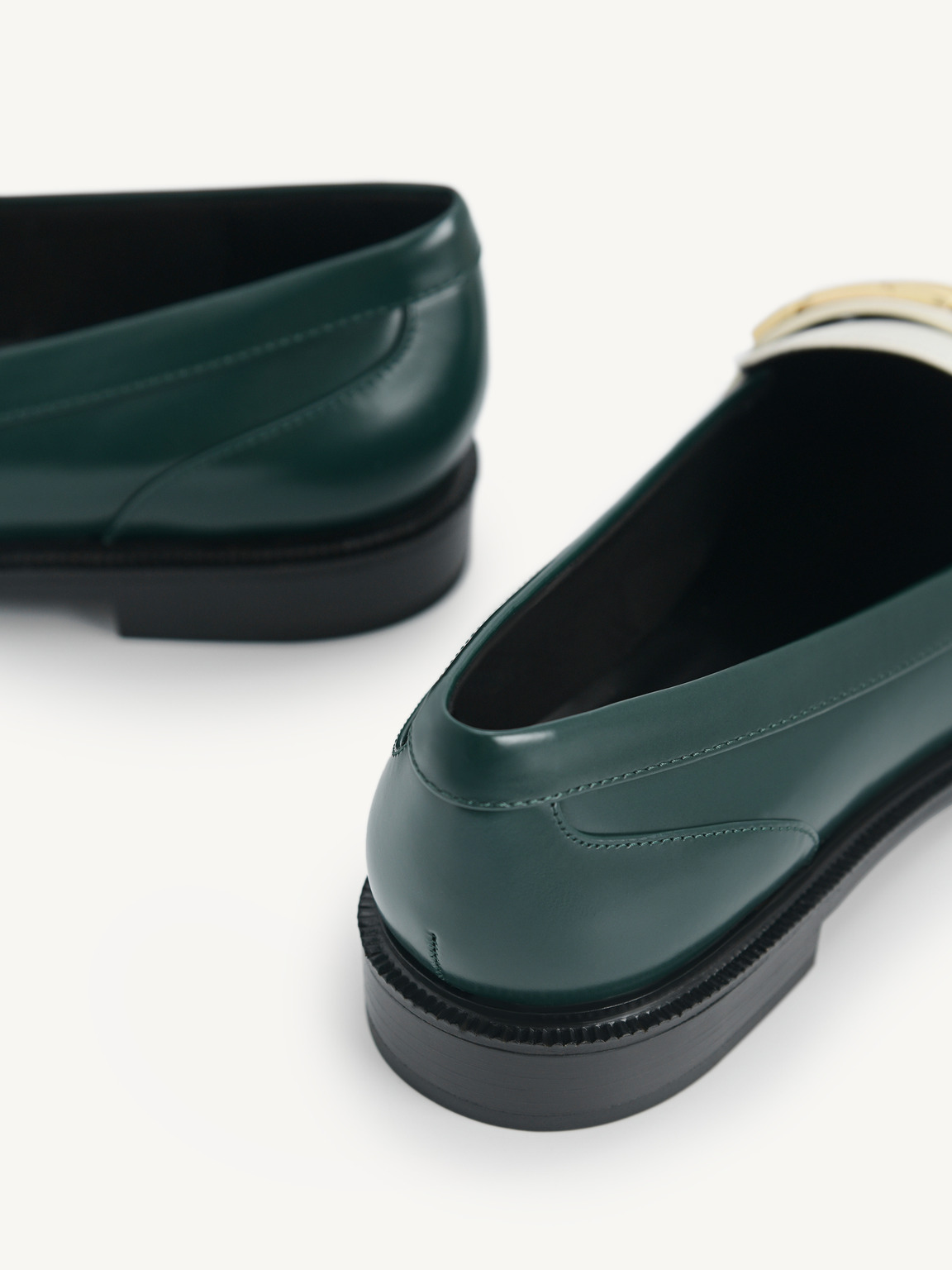 PEDRO Icon Leather Square Toe Loafers, Dark Green