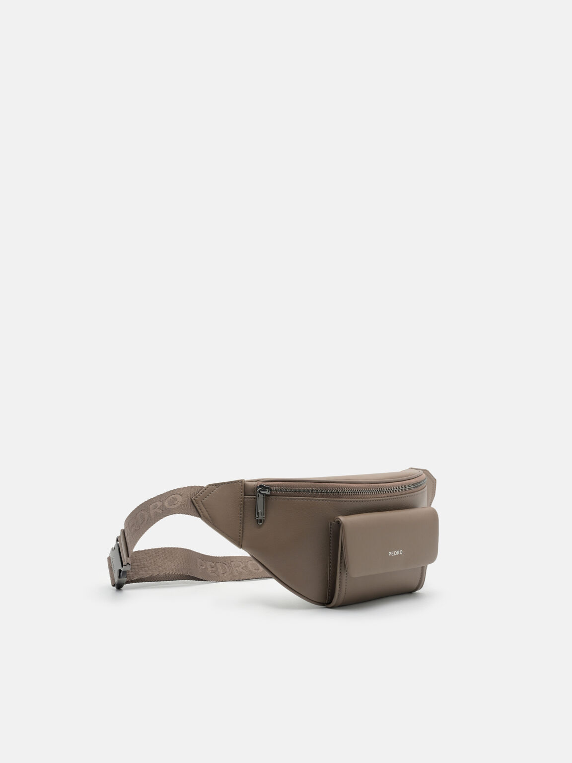 Cyrus Leather Belt Bag, Dark Taupe