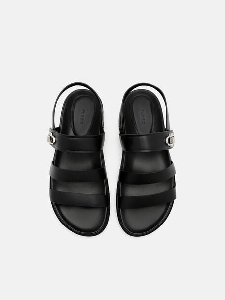 Sienna Leather Slingback Sandals, Black