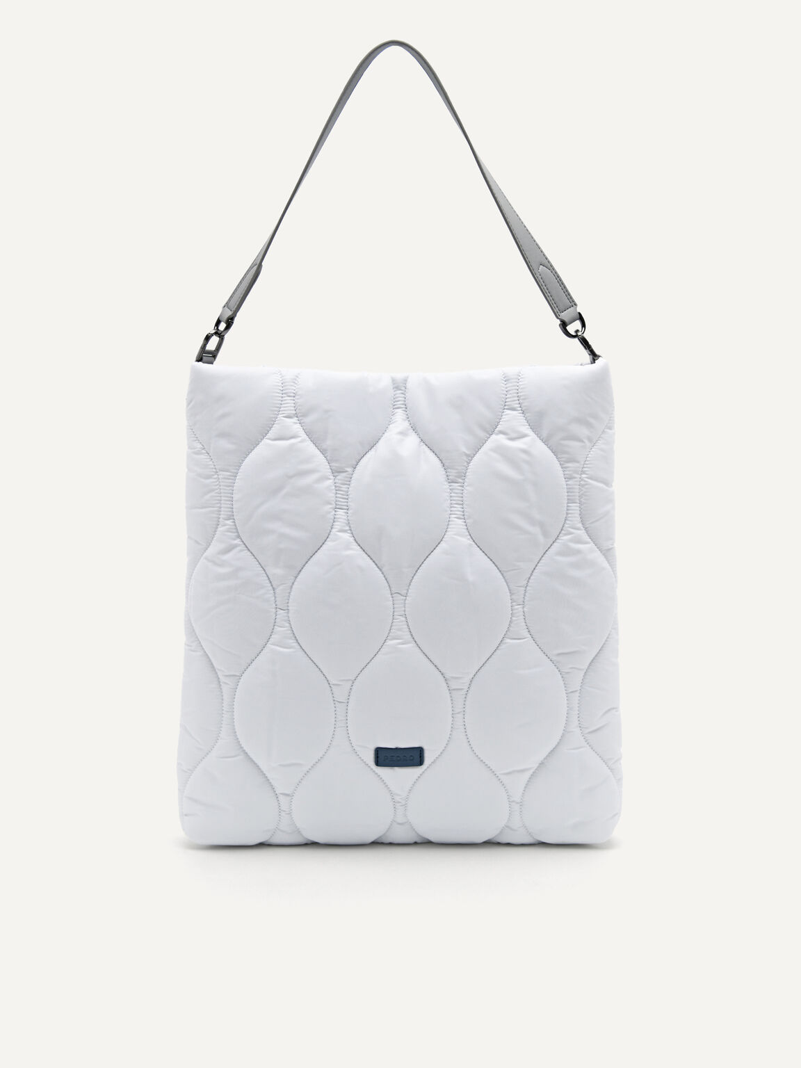 Plush Quilted Single Strap Tote, White