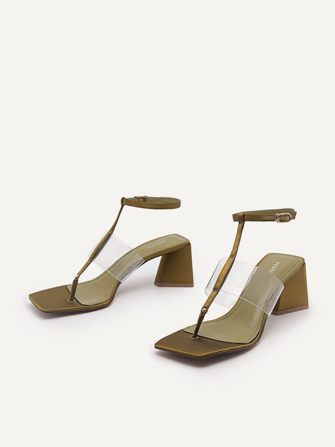 T-Bar Heel Sandals, Olive
