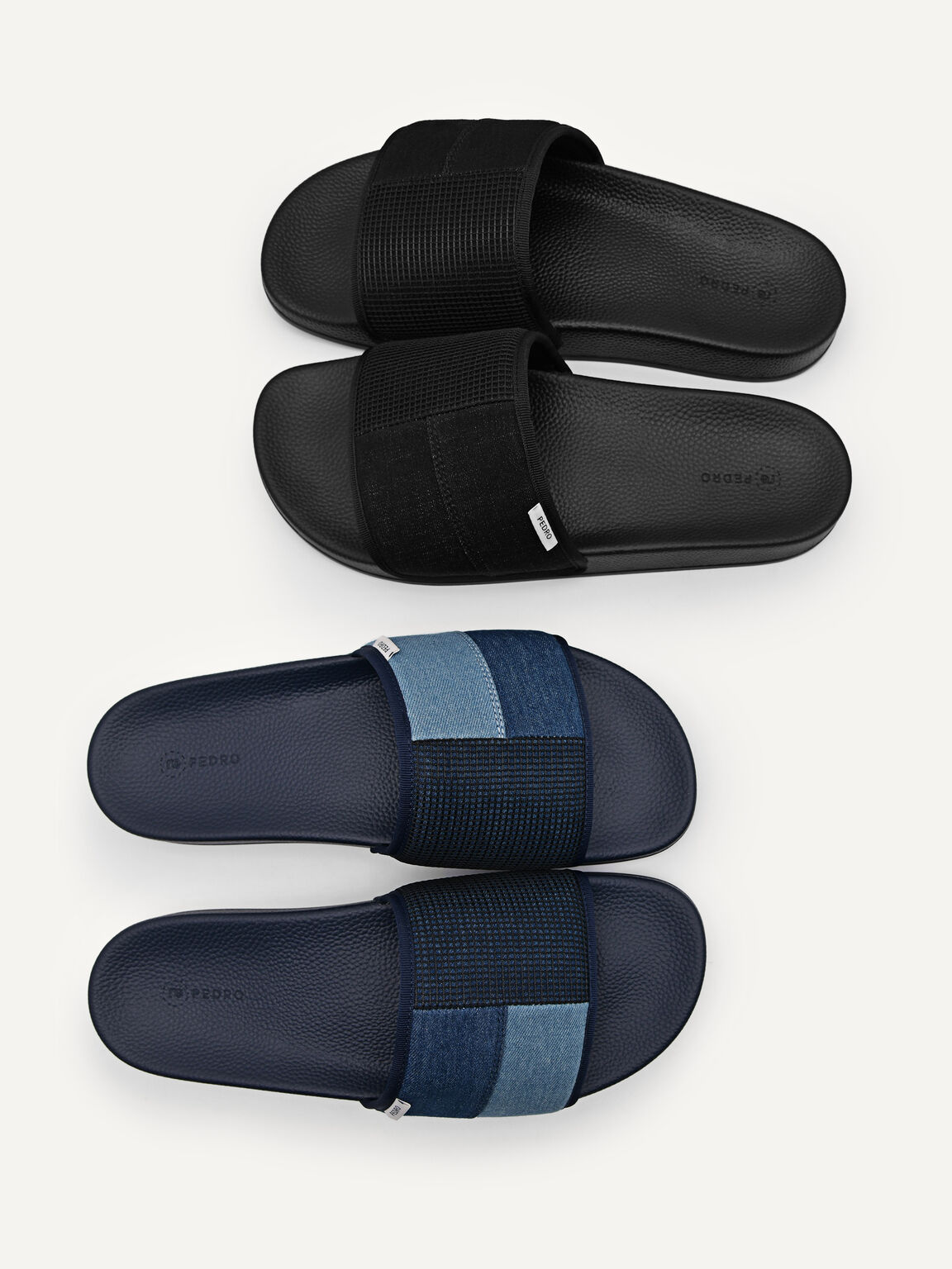 Denim Slide Sandals, Black
