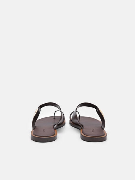 Jatte Leather Sandals, Dark Brown