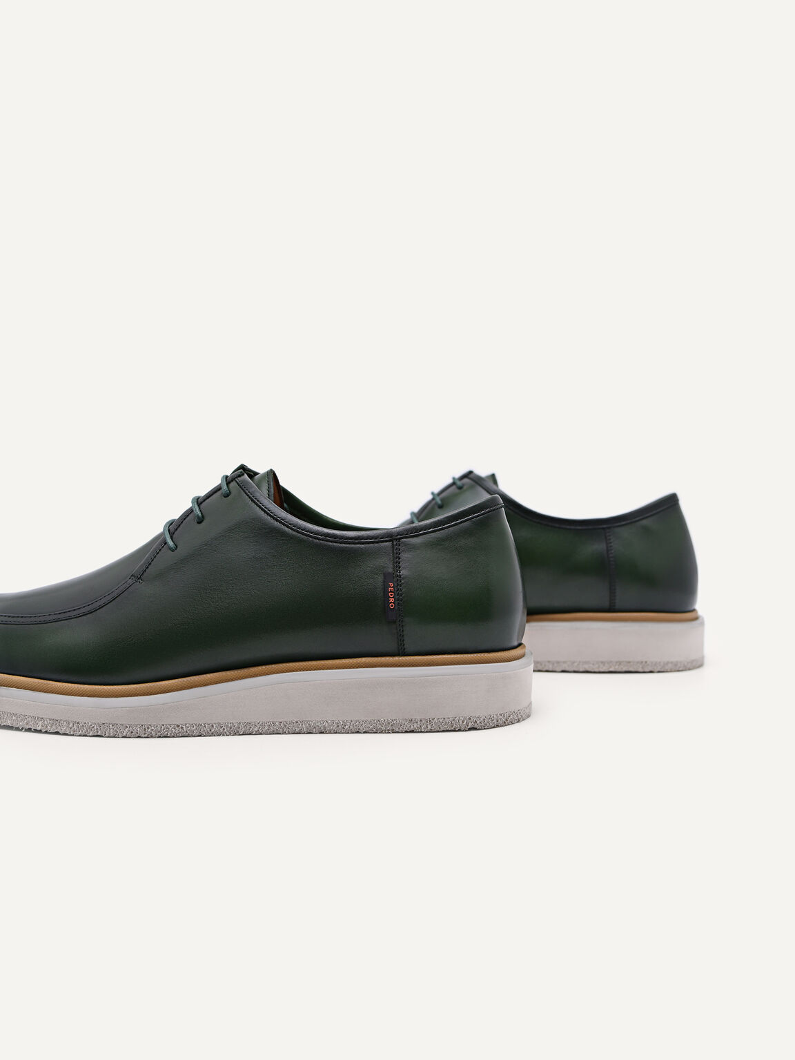 Contrasting Derby Shoes, Dark Green