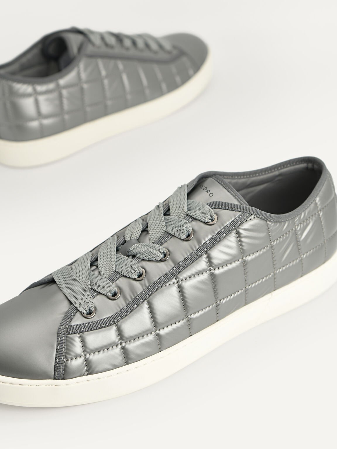 Quilted Court Sneakers, Grey