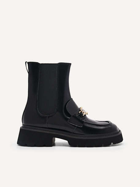 Leather Platform Chelsea Boots, Black