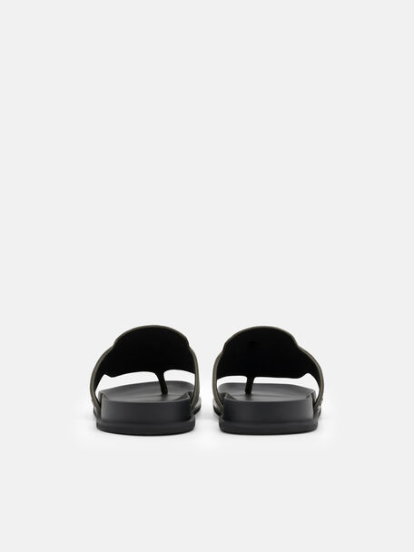 Suede Penny Thong Sandals, Olive