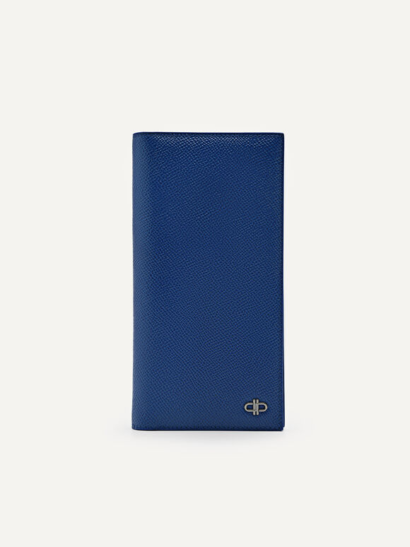 PEDRO Icon Embossed Leather Long Wallet, Navy