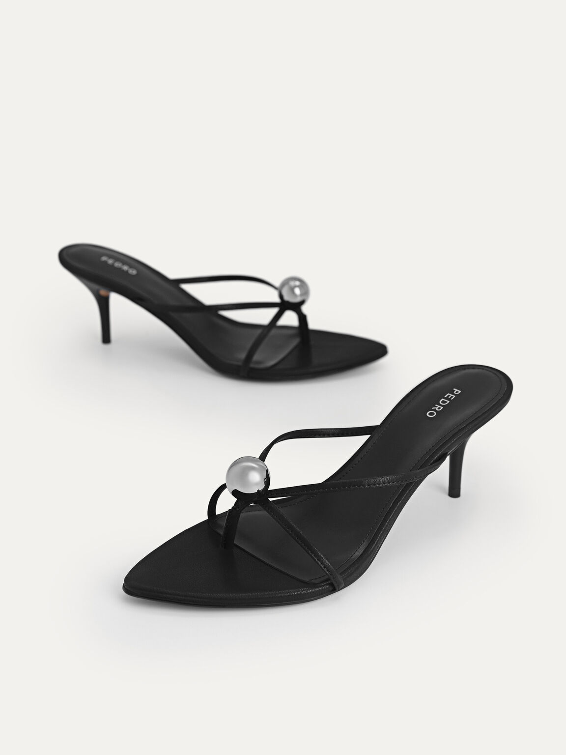 Orb Lace-Up Heeled Sandals, Black