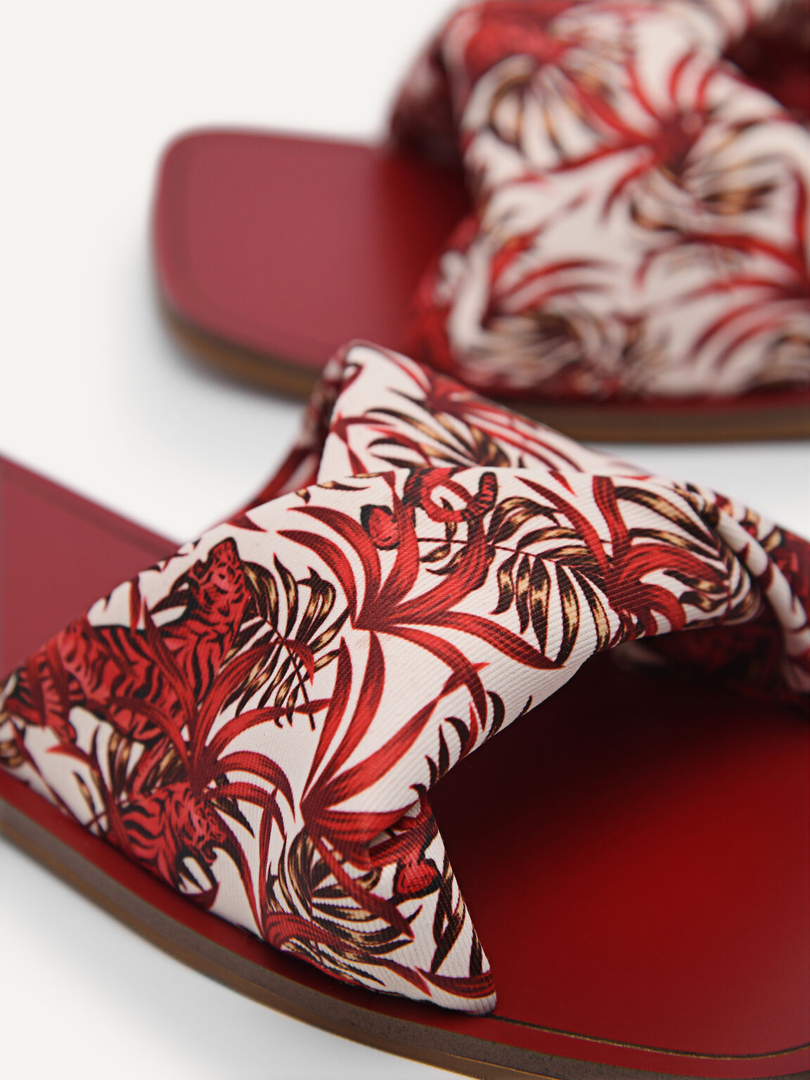 Printed Twisted Strap Sandals, Red, hi-res