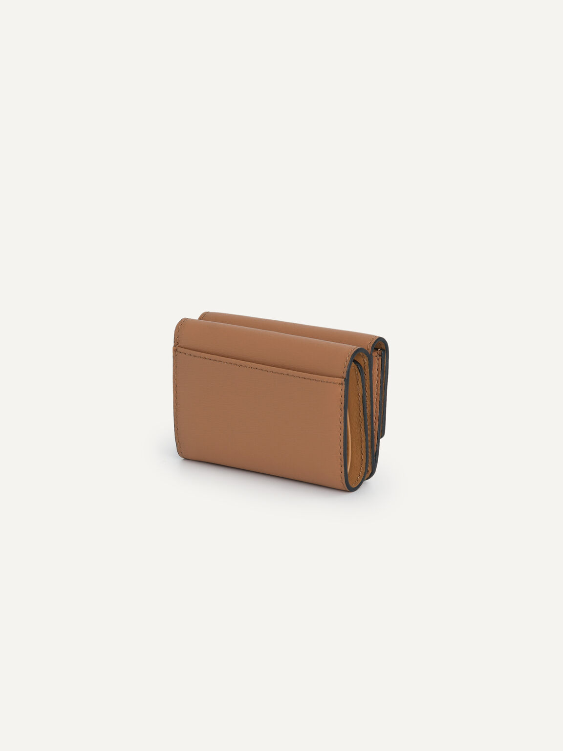 Textured Leather Trifold Wallet, Camel