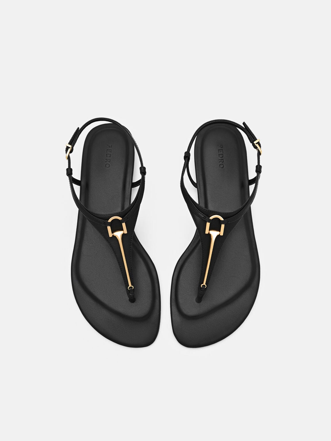 Leather T-Bar Sandals, Black
