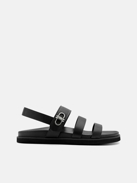 Sienna Leather Slingback Sandals, Black