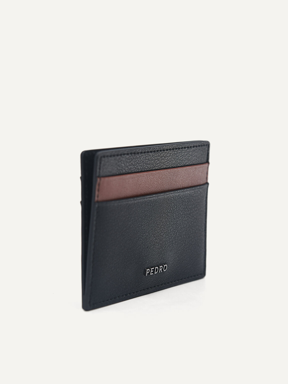 Leather Flat Card Holder, Black
