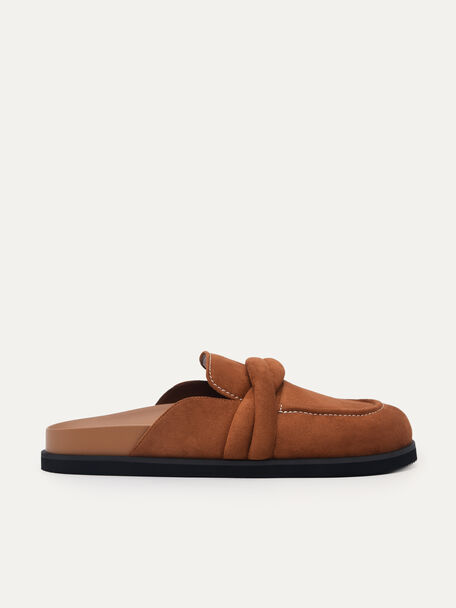 Suede Slip-On Mules, Camel