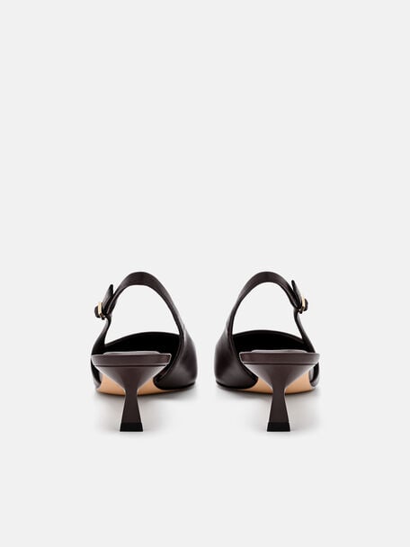 Marina Leather Heel Pumps, Dark Brown