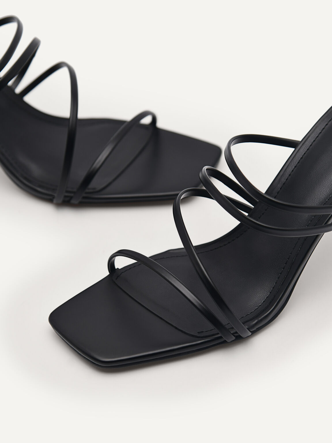 Strappy Heeled Sandals, Black