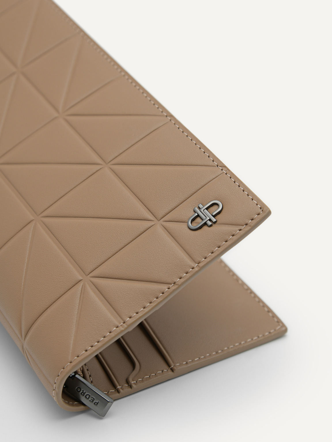 PEDRO Icon Leather Long Wallet in Pixel, Taupe