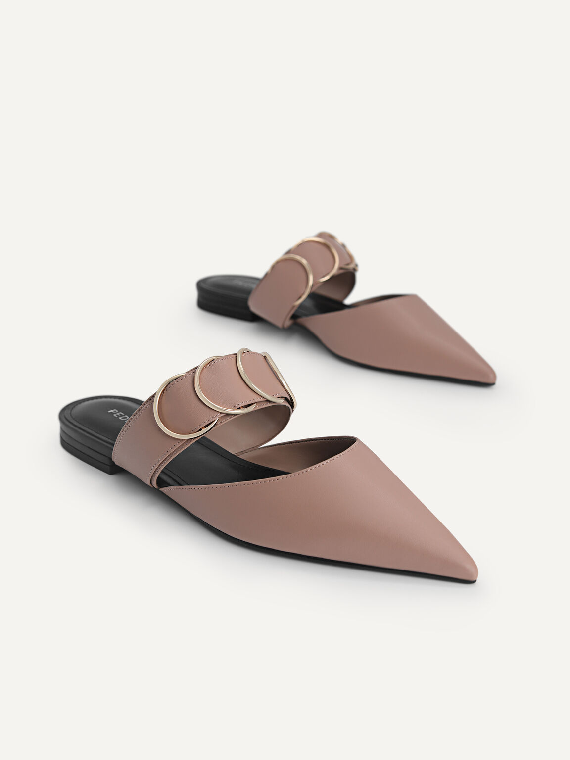 Pointed Slip-on Mules, Nude