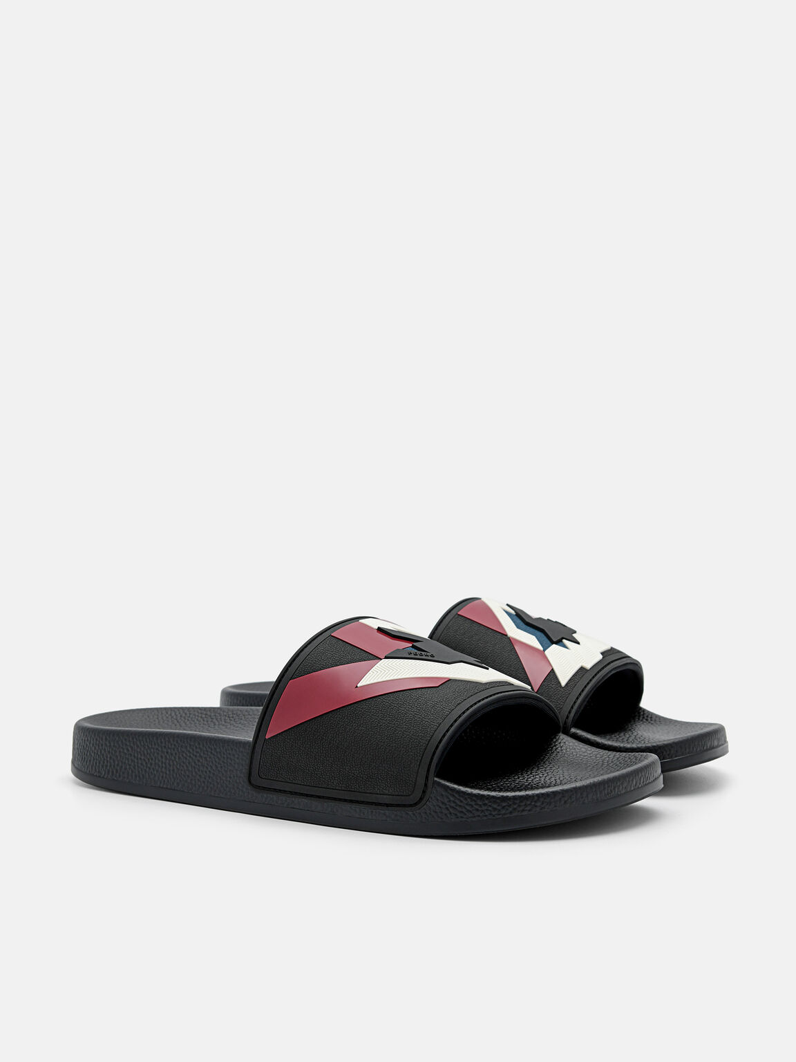 Houndstooth Slide Sandals, Black