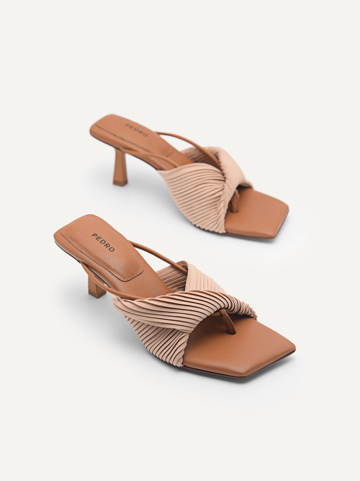 rePEDRO Pleated Heeled Sandals, Nude, hi-res
