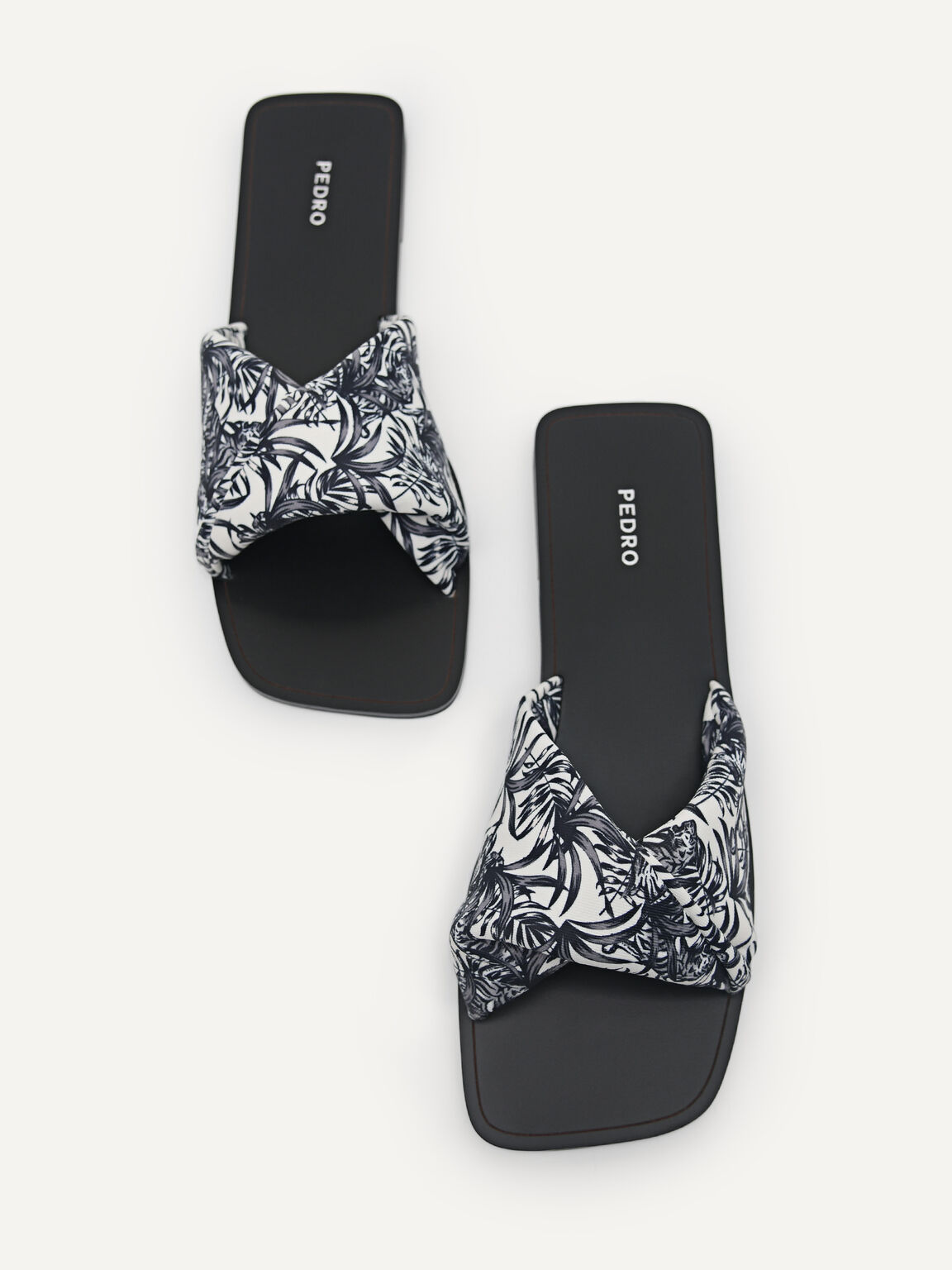 Printed Twisted Strap Sandals, Black, hi-res