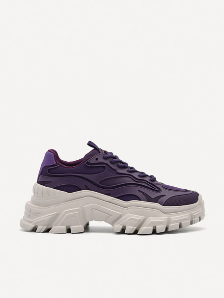 Lace-Up Mesh Sneakers, Dark Purple