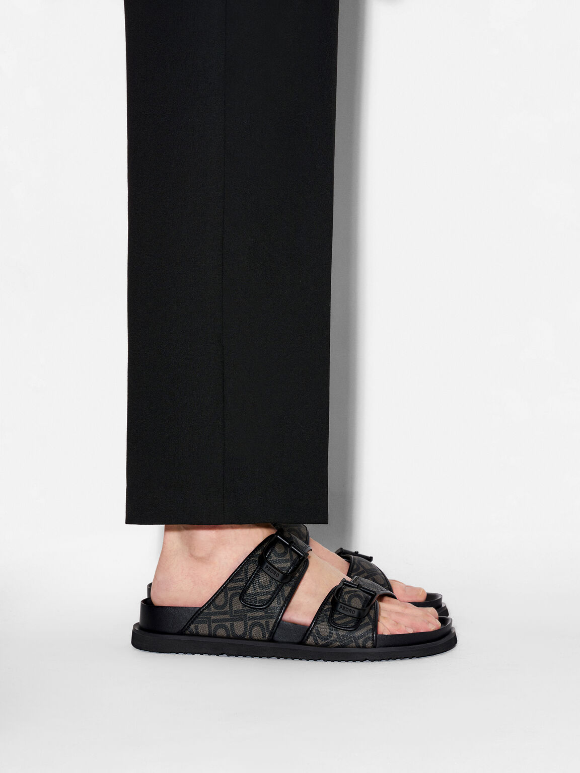 Men's Helix Slide Sandals, Black Embossed