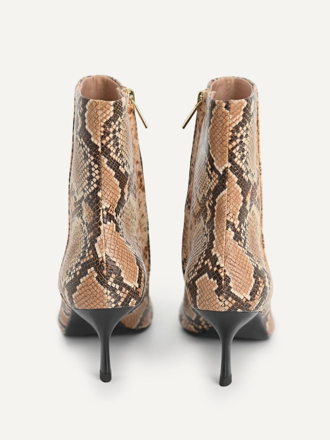 Snake-Effect Square-Toe Heel Ankle Boots, Multi
