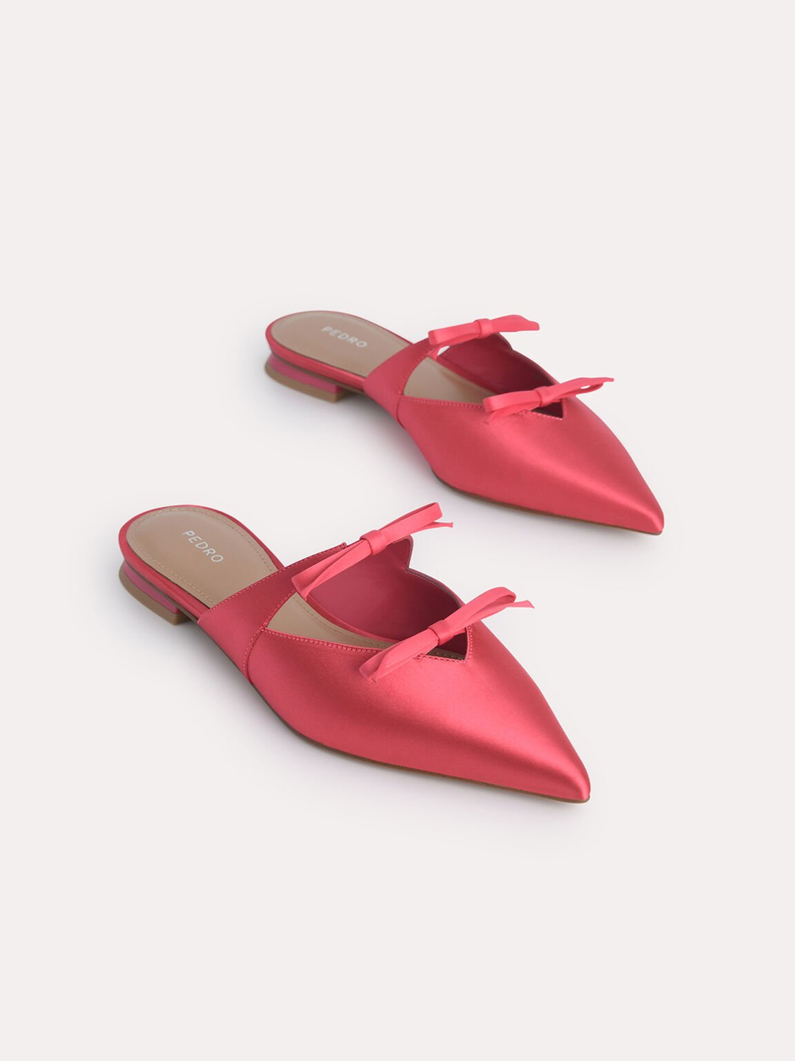 Double Bow Mules, Coral Pink