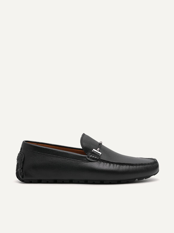 Suede Leather Moccasins, Black