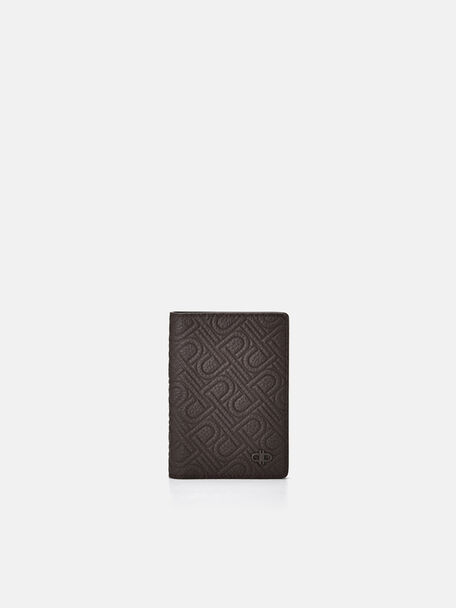 Embossed Leather Card Holder, Dark Brown