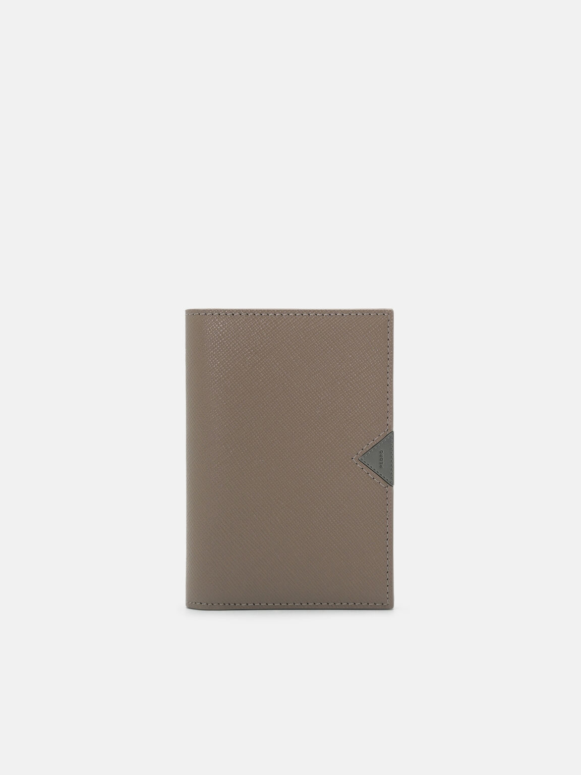 Saffiano Leather Long Card Holder, Dark Taupe