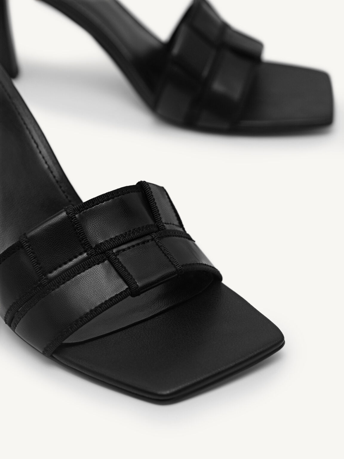 Woven Heeled Sandals, Black