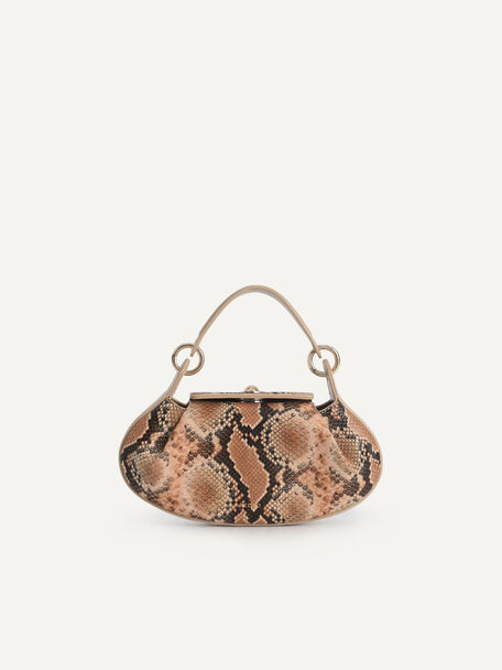 Snake-Effect Oval Shoulder Bag, Multi