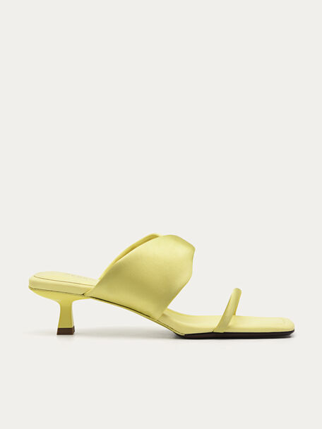 Heeled Sandals with Twisted Strap, Light Yellow, hi-res