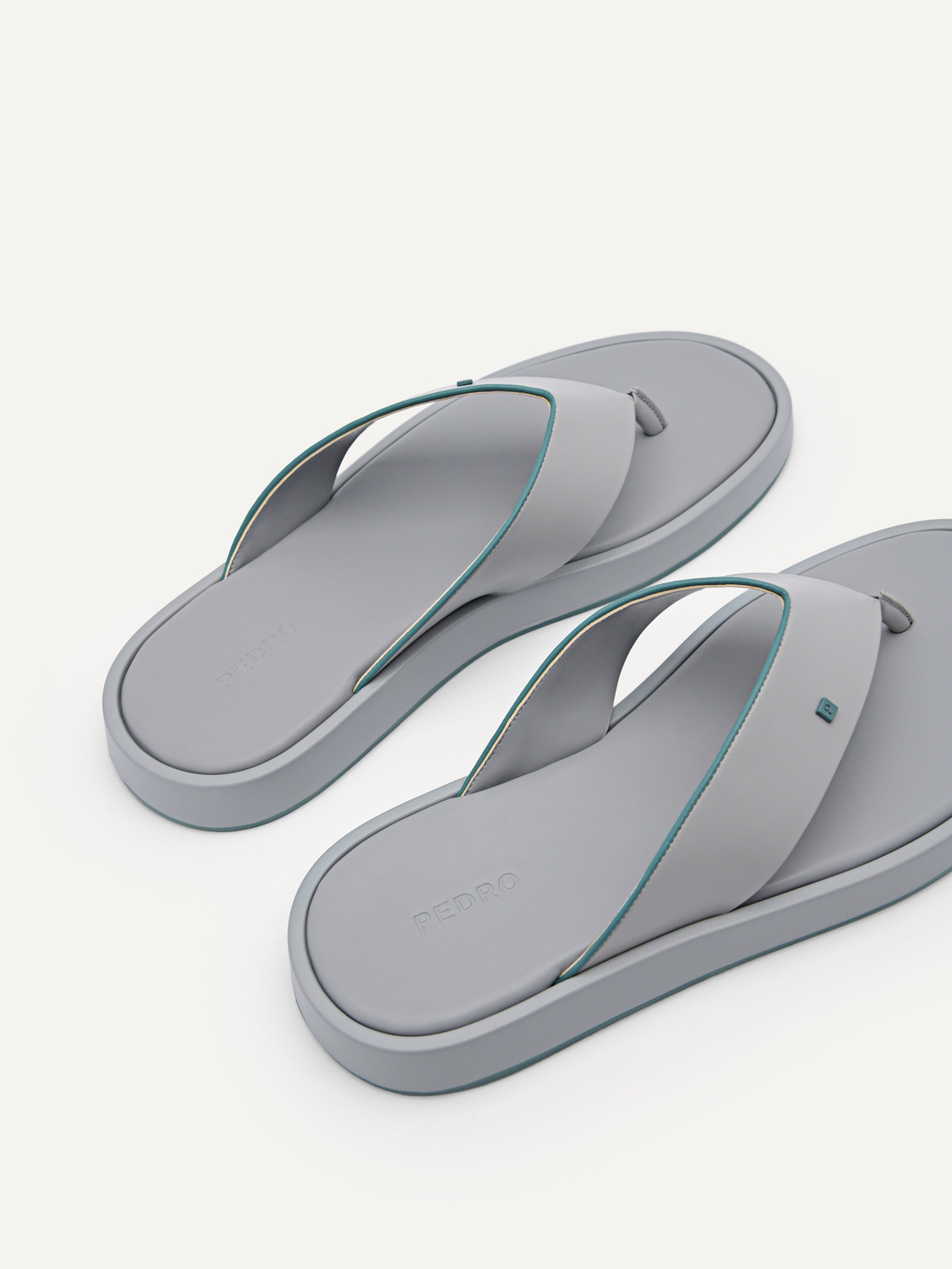 Microfiber Thong Sandals, Light Grey