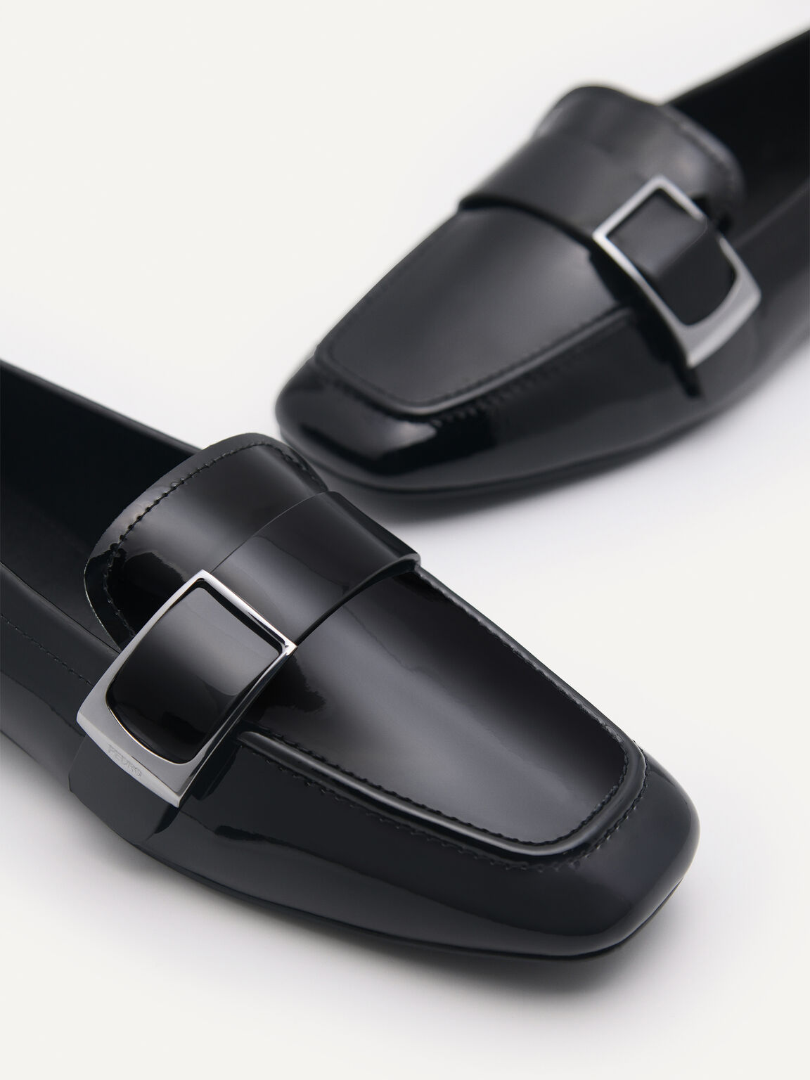 PEDRO Studio Patent Leather Loafers, Black