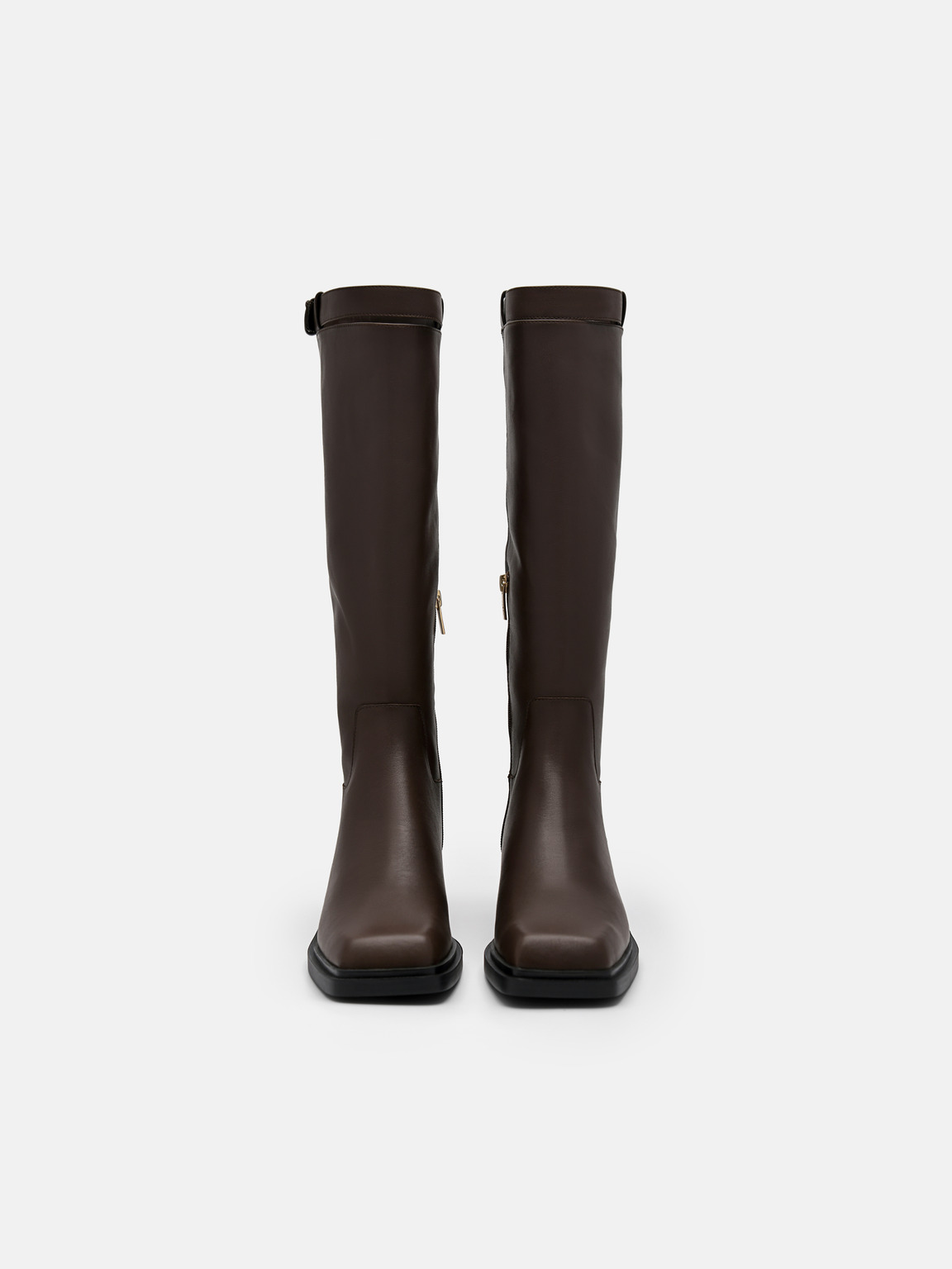 Marion Leather Knee Boots, Dark Brown