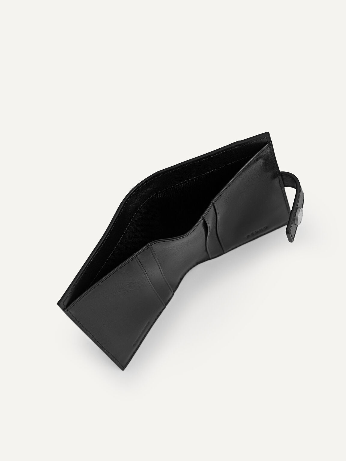 Monochrome Bi-Fold Leather Wallet, Black, hi-res