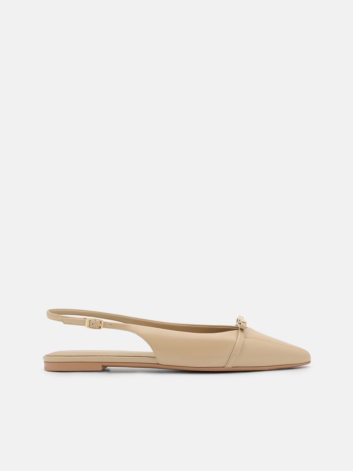 Jeanine Leather Slingback Flats, Sand Patent