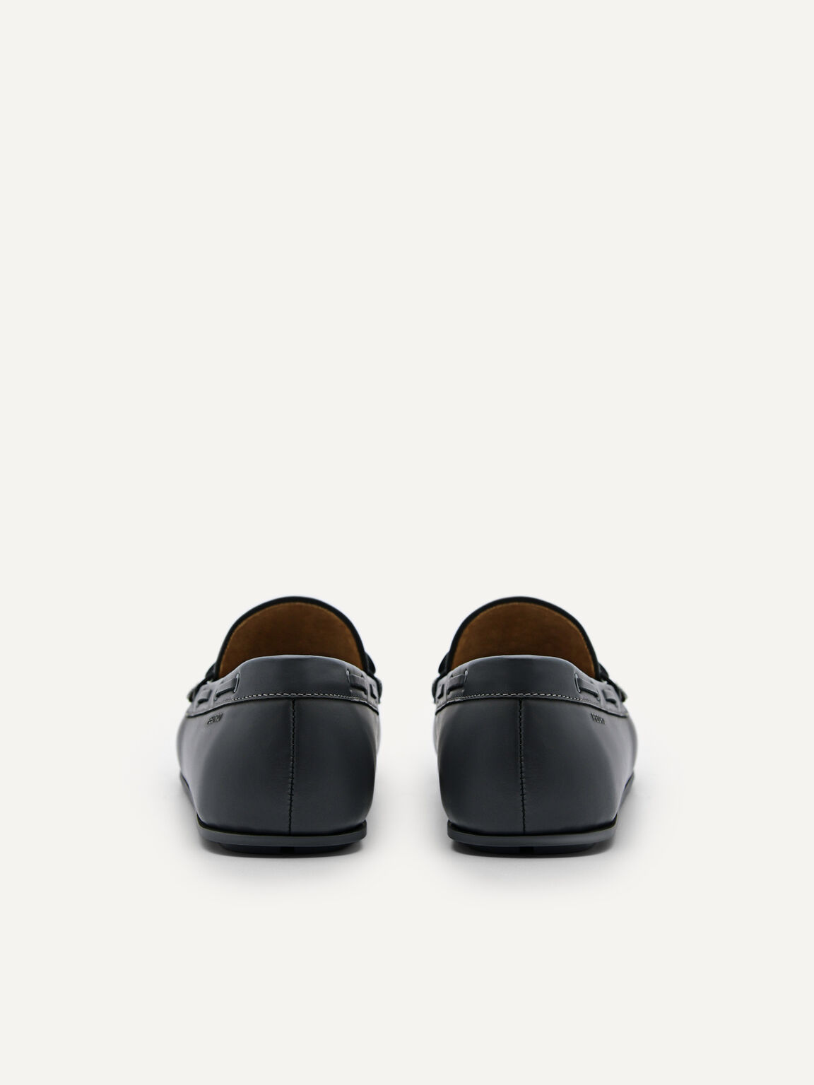 Leather Bow Driving Shoes, Dark Grey