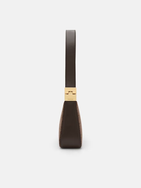 Jatte Shoulder Bag, Dark Brown Fabric