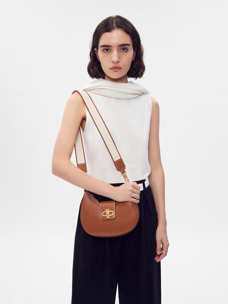 Turn-Lock Shoulder Bag, Cognac