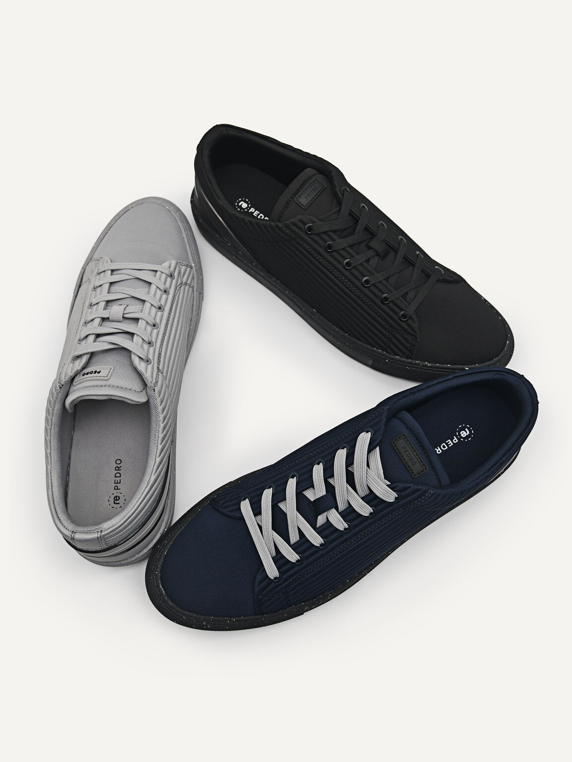 rePEDRO Pleated Sneakers, Navy
